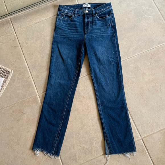 PAIGE Hoxton Slim Midrise Transcend Crop Jeans in Acoustic Distressed Wash - Picture 2 of 11